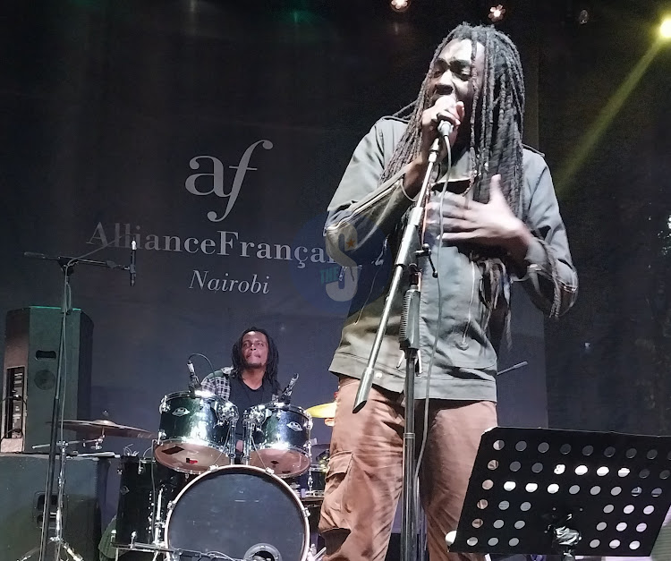 Manasseh Mathiang performance on February 7 at the Alliance Française, Nairobi.