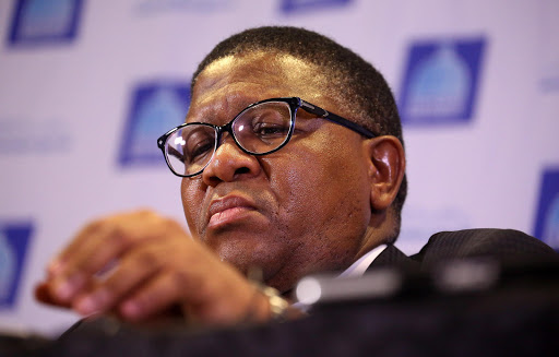 Sports minister Fikile Mbalula during the SASCOC Press Conference at Moses Mabhida Stadium on March 14, 2017 in Durban, South Africa.