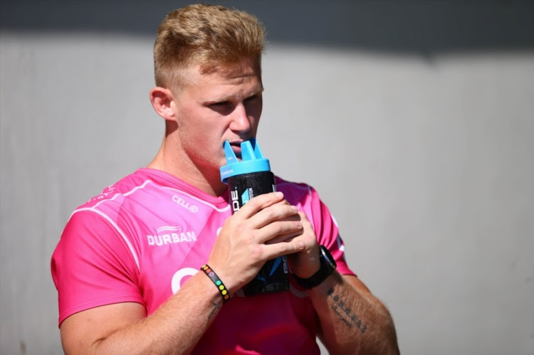 Daniel Du Preez of the Cell C Sharks during the Cell C Sharks training session at Jonsson Kings Park on May 07, 2018 in Durban, South Africa.