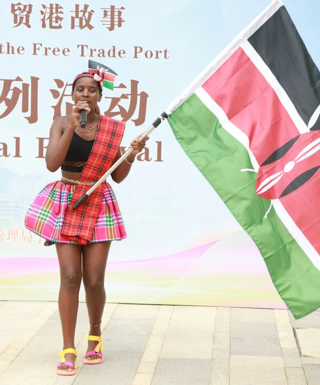 Keziah Muthoni performs at the 19th World Cultural Carnival in Beijing, China, on April 27