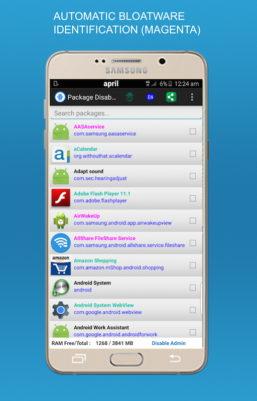 Android application Package Disabler Pro (Samsung) screenshort