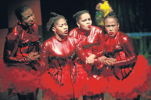 FINDING A WAY THROUGH: ‘She Bellows’ cast members Leorna Moya, Mbali Ka Ngwenya, Boitumelo Modise and Kgaogelo Monama at the National Arts Festival Picture: SINO MAJANGAZA