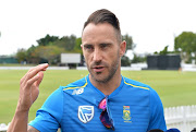 Faf du Plessis speaks at a press conference before a South Africa International T20 training session at Allan Border Field on November 16, 2018 in Brisbane, Australia. 