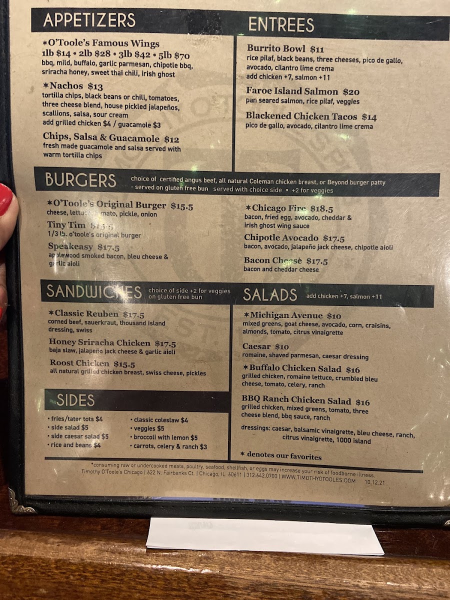 Gluten Free menu available