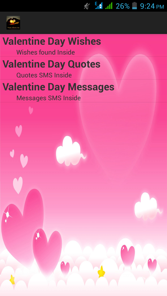 Android application Happy Valentine Day SMS screenshort