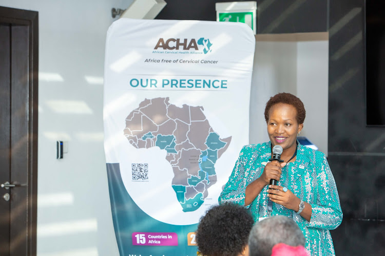 Benda Kithaka, Founder and Executive Director Kilele Health speaking during the official opening of the ACHA in-Person Community-led Research Training in Nairobi, February 12, 2024.