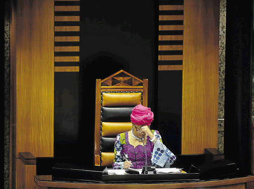 ORDER! Speaker of the house Baleka Mbete has presided over a revolution in the tone of parliamentary debate: from soporific tedium to explosive conflict Pic: