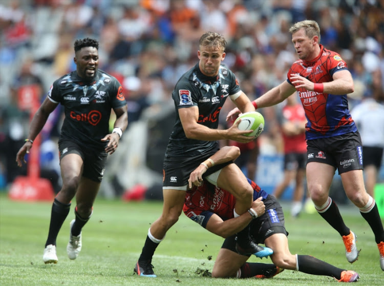 Jeremy Ward of the Sharks during the Super Rugby, #SuperHeroSunday match between Emirates Lions and Cell C Sharks at Cape Town Stadium on February 03, 2019 in Cape Town, South Africa.