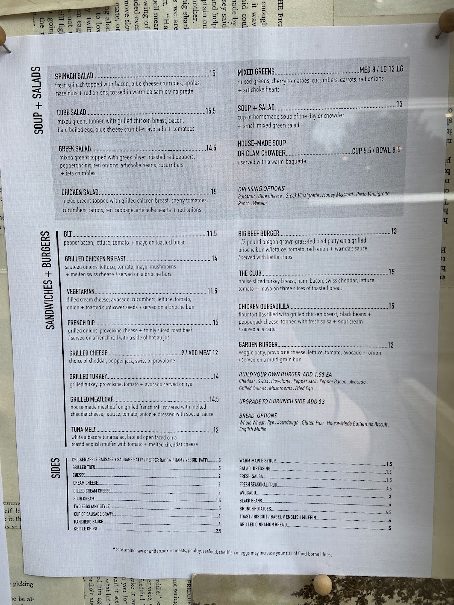 Wanda's Cafe + Bakery gluten-free menu