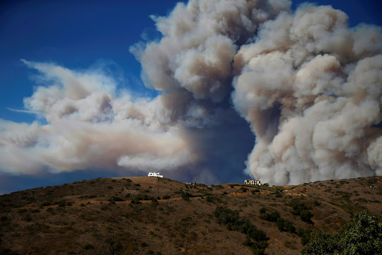 Smoke from a wildfire is seen in Calabasas, California, US November 9, 2018.
