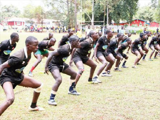 St. Mary’s Yala rugby team perform a haka during a past championship. /COURTESY