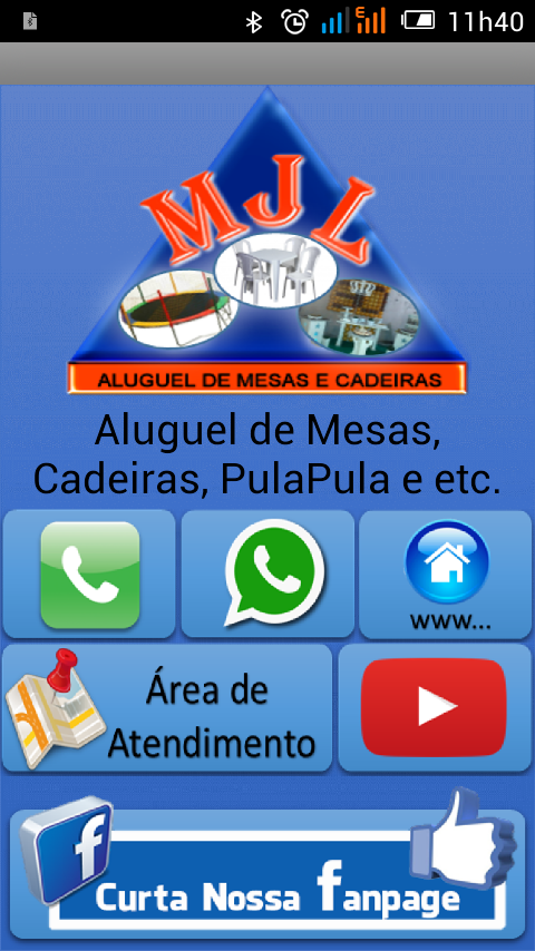 Android application Aluguel de mesas e Pula pula screenshort
