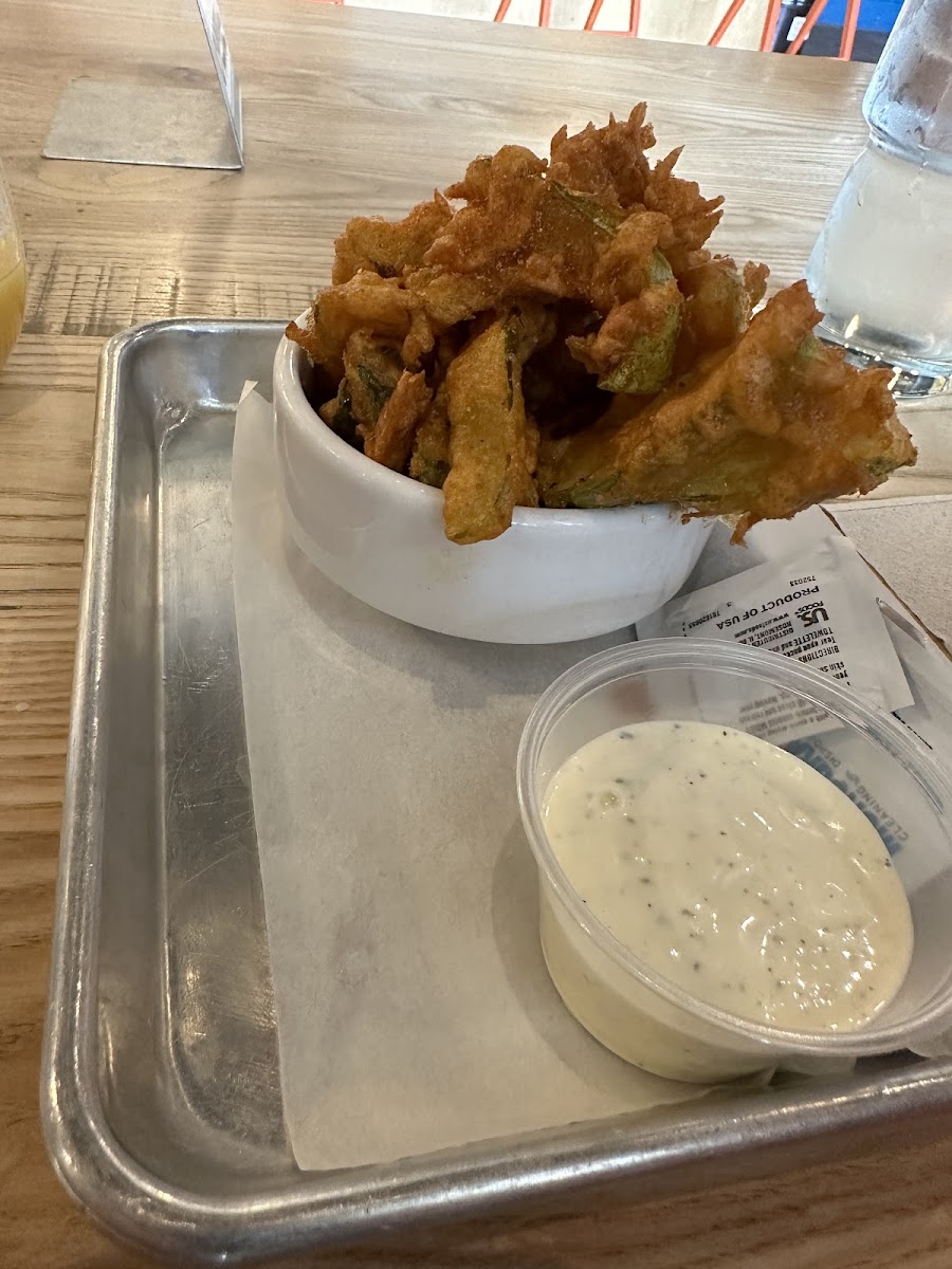 Fried pickles and ranch. Yum!