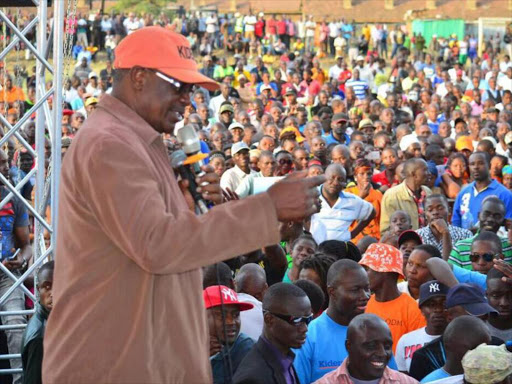Nairobi governor Evans Kidero addressing a rally at Makongeni Grounds on Jun 19 2017.Photo/Julius Otieno