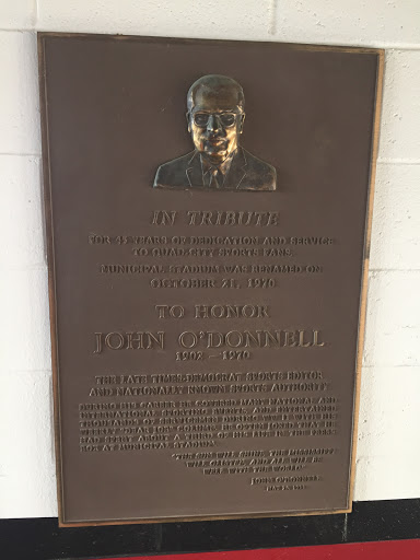 In Tribute For 45 years of dedication and service To Quad-City sports fans, Municipal Stadium was renamed on October 21, 1970 To Honor John O’Donnell 1902-1970   The late Times-Democrat sports...