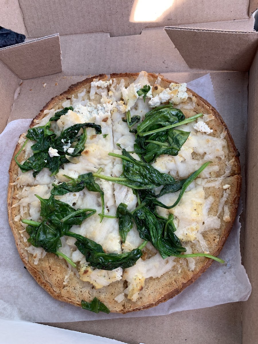 Vegan bianca pizza with gluten-free crust! So delicious!
