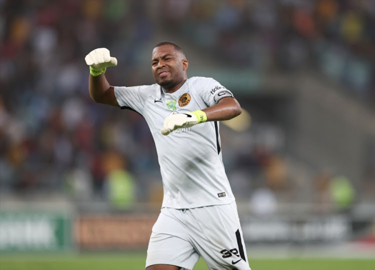 Kaizer Chiefs' goalkeeper Itumeleng Khune celebrates the win over Stellenbosch FC during the Nedbank Cup, Last 16 match at Moses Mabhida Stadium on March 10, 2018 in Durban, South Africa.