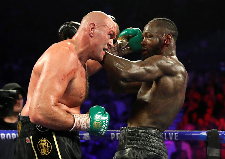 Tyson Fury in action against Deontay Wilder during their WBC Heavyweight title fight at the Grand Garden Arena at MGM Grand, Las Vegas, United States on February 22, 2020