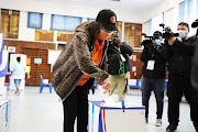 The leader of the GOOD party, Patricia de Lille, voted in Pinelands, Cape Town. 