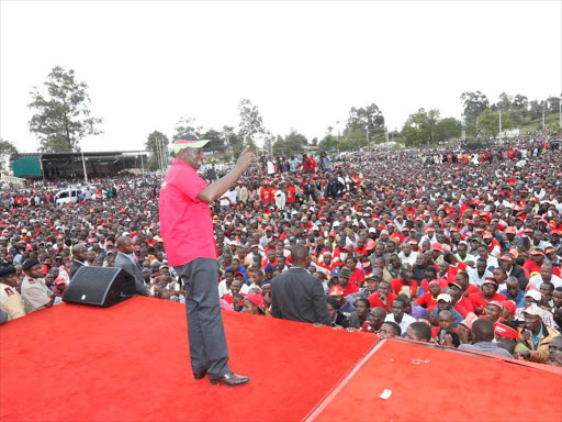 Deputy President William Ruto addresses residents in Bomet county, April 1, 2017. /DPPS