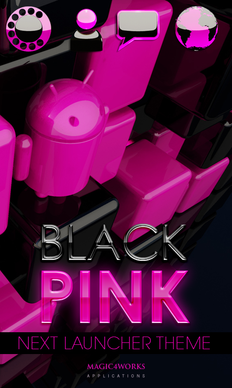 Android application Pink Black Next Launcher theme screenshort