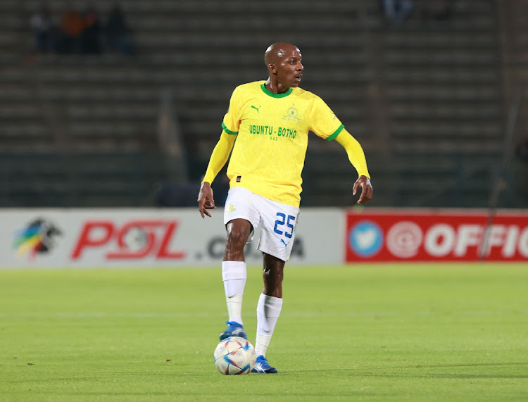 Khuliso Mudau of Mamelodi Sundowns during the DStv Premiership match between SuperSport United and Mamelodi Sundowns at Lucas Masterpieces Moripe Stadium in Pretoria.