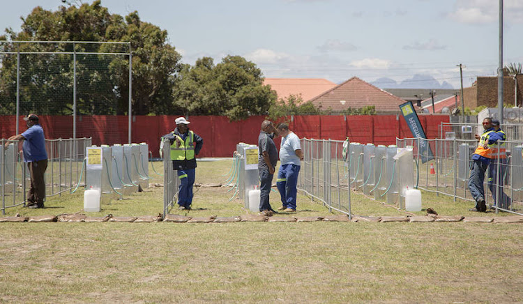 An example of a water distribution point where Cape Town residents will have to queue for a 25-litre daily allowance.