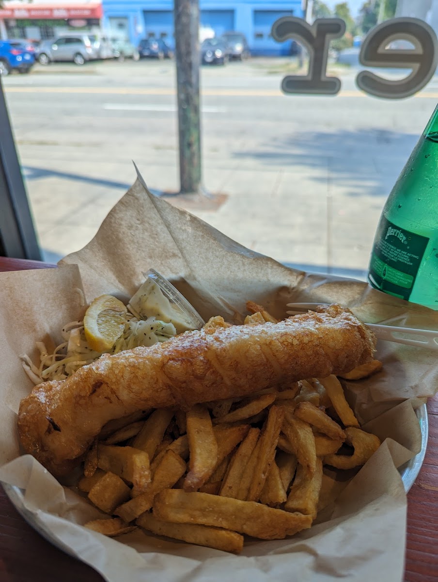 Fried cod and fries