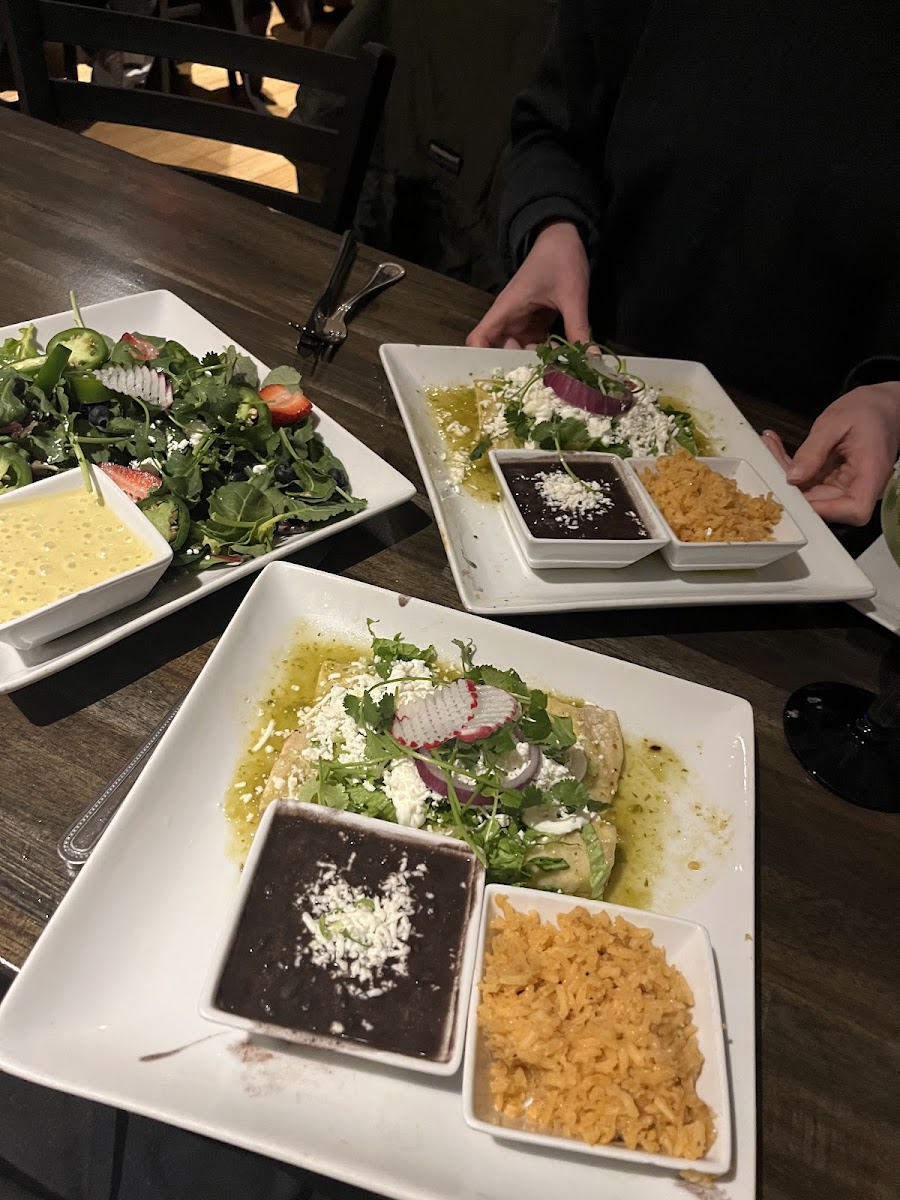 Enchiladas and salad