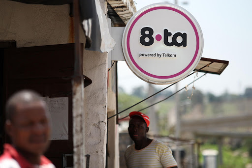 Signs for Telkom's mobile arm 8ta at the Alexandra Township.