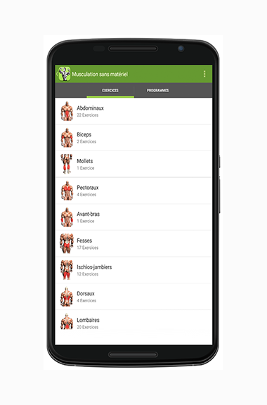 Android application Musculation sans matériel screenshort