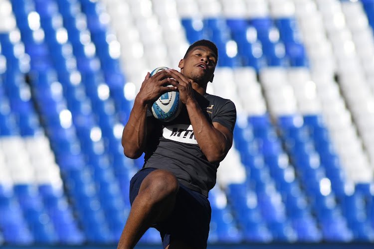 Damian Willemse goes through his paces during the captain's run, before the Rugby Championship match between Argentina and South Africa at Malvinas Argentinas Stadium, Mendoza on August 25 2018.