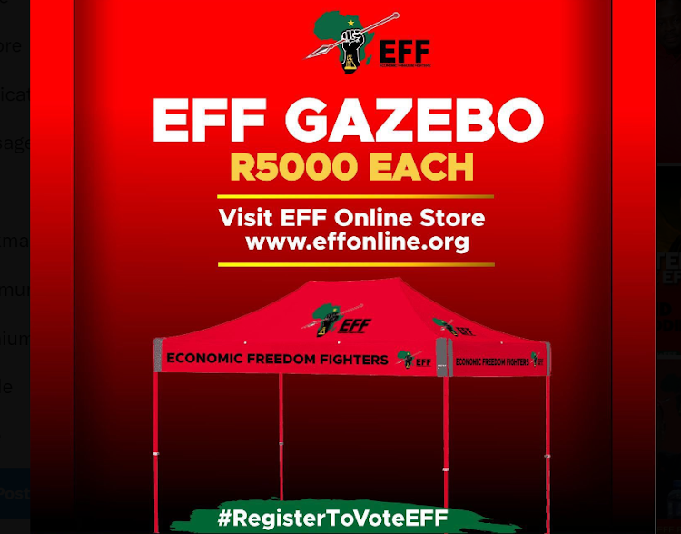 EFF MP Naledi Chirwa says she has been instructed to buy two EFF gazebos (each costs R5,000) after failing to attend the budget speech in parliament last month.