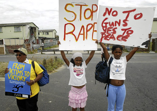 Parents and children in Hanover Park, Cape Town, protesting against violence and the abuse of women and children in their community. /Esa Alexander