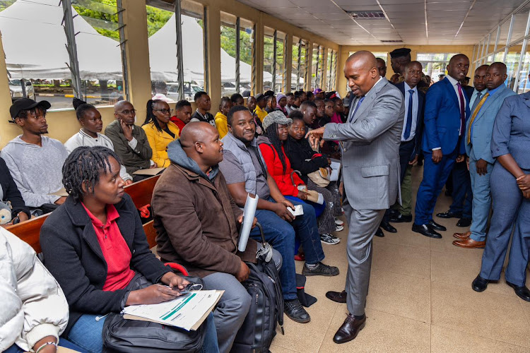 Interior CS Kithure Kindiki interacts with Kenyans at Nyayo House on May 6, 2024.