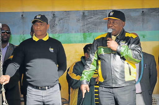 URGING THE MASSES: Deputy President Cyril Ramaphosa speaks on the campaign trail in Sada village yesterday Picture: ZOLILE MENZELWA