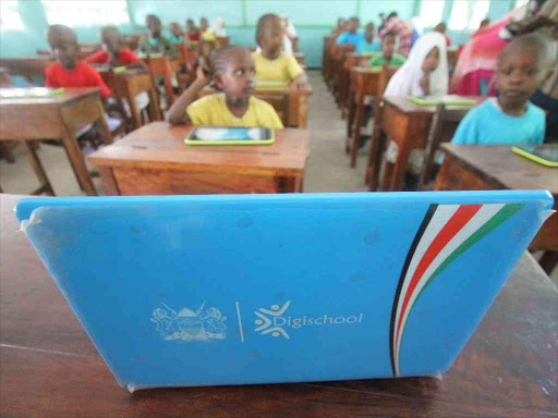 A file photo of students of Sparki Primary School using laptops given by the government. /ELKANA JACOB