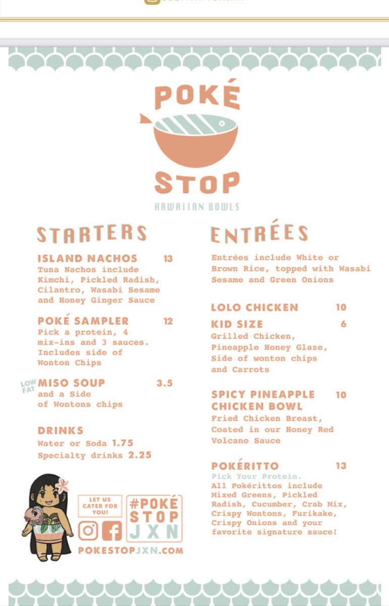 Poke Stop gluten-free menu