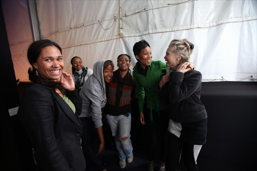Isidingo actresses waiting backstage before the Rubicon show during SA Fashion Week held at the Crown Plaza on September 24, 2011 in Johannesburg, South Africa