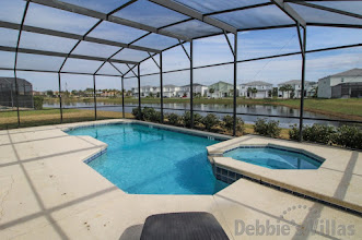 Lake view from the southeast-facing private pool and spa at this Solterra vacation villa