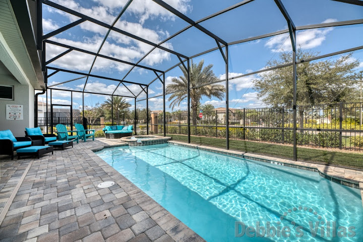 Private pool and spa at this vacation villa on a gated resort in Kissimmee