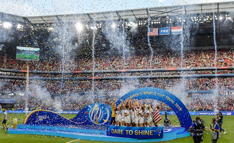 USA women's national team during the FIFA Women's World Cup France 2019 final match between United States of America and The Netherlands at Stade de Lyon on July 07, 2019 in Lyon, France.