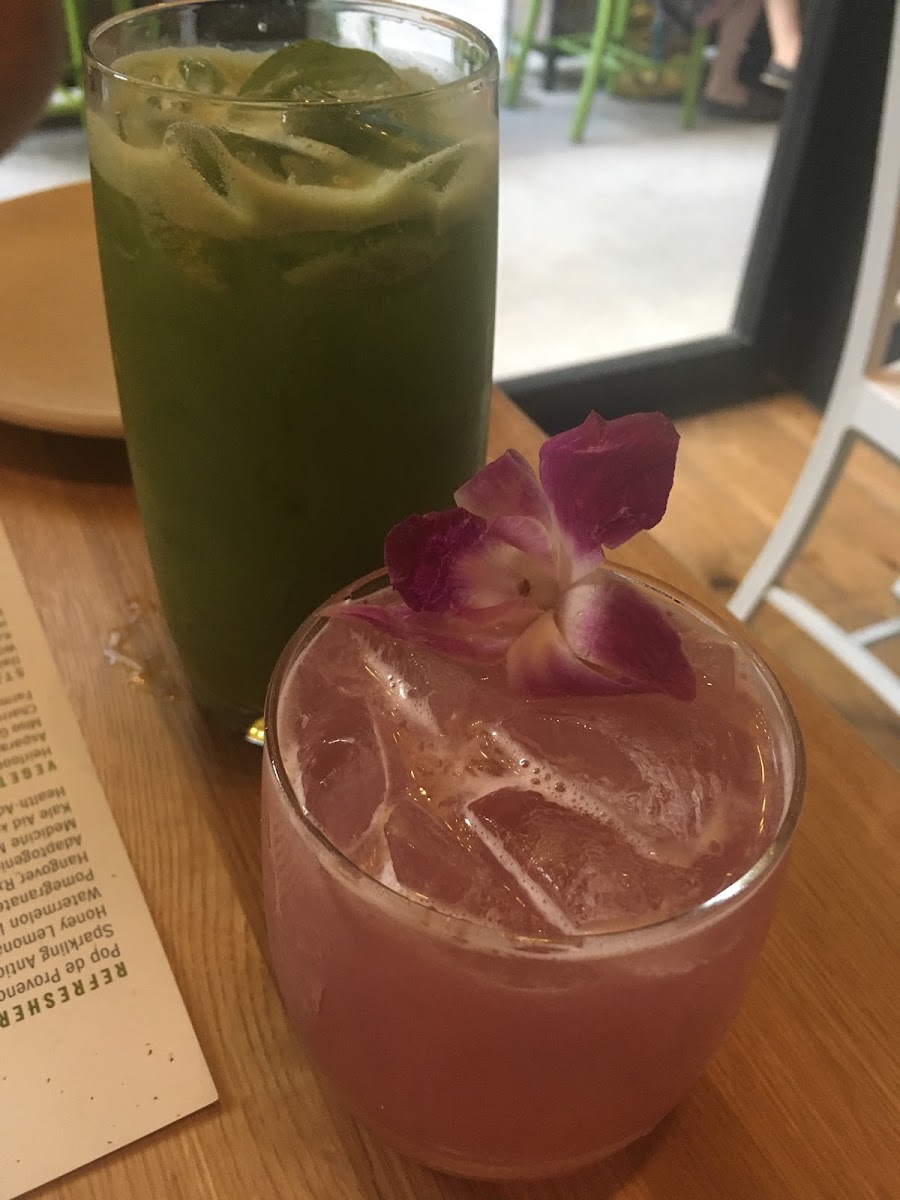 Kale Aid Refresher and Wild Orchid Cocktail- both amazing!!! We also had the Pomegranate Chia Limeade and the Sparkling Antioxidant Tea both were also delicious and so refreshing!!