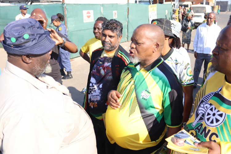 ANC national chair Gwede Mantashe engages potential voters in Richards Bay, KwaZulu-Natal.