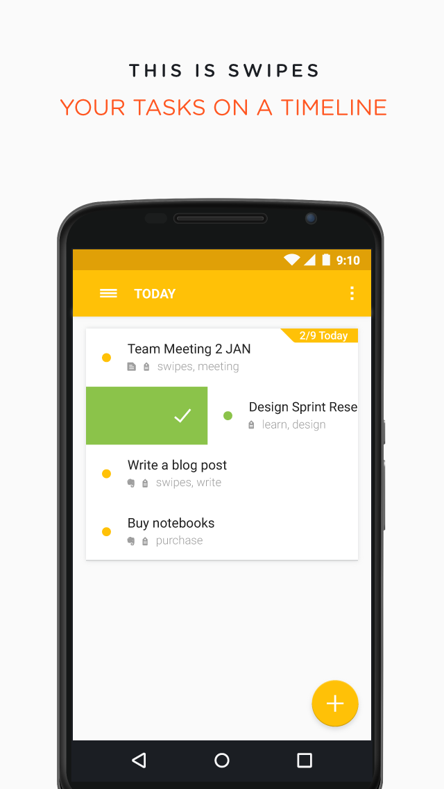 Android application Swipes - Plan &amp; Achieve Tasks screenshort