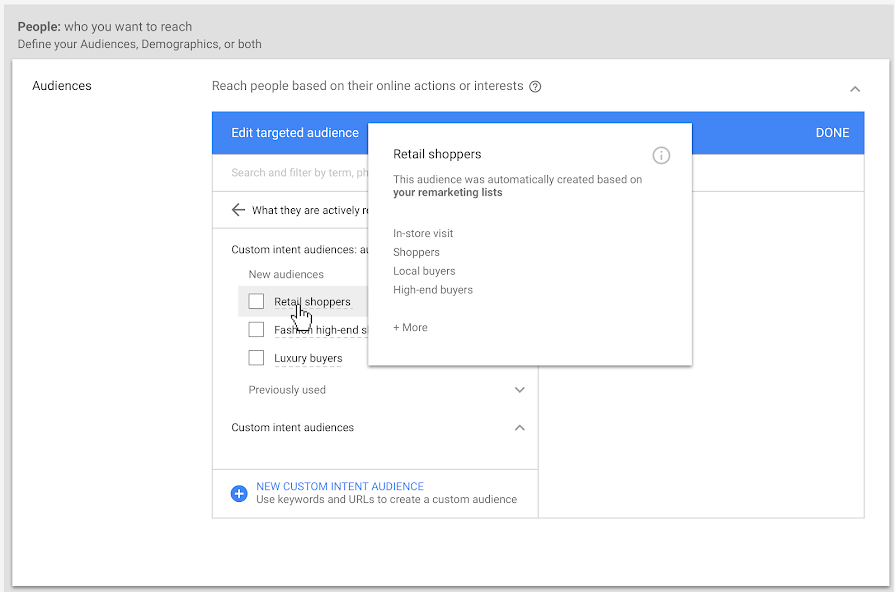 Custom intent audiences