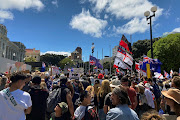 Protesters rally against coronavirus disease restrictions and vaccine mandates in Wellington, New Zealand, November 9, 2021.  