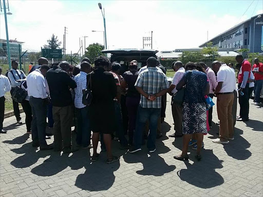 Friends and family upon the arrival of Zakayo Muriuki at JKIA on Thursday, December 15. /COURTESY