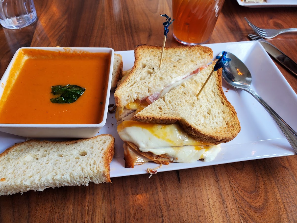 Tomato soup and turkey melt