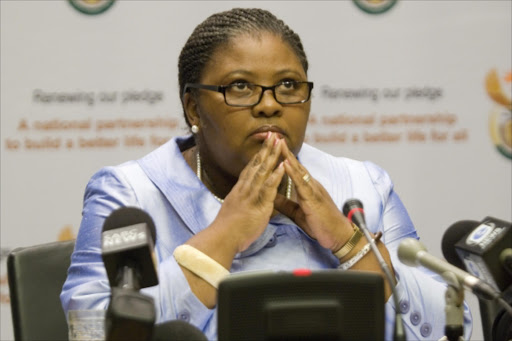 Minister of Home Affairs Nosiviwe Mapisa-Nqakula adresses a media briefing on the support intervention in the department and other issues. Pic: Trevor Samson. 08/03/2007. © Business Day.